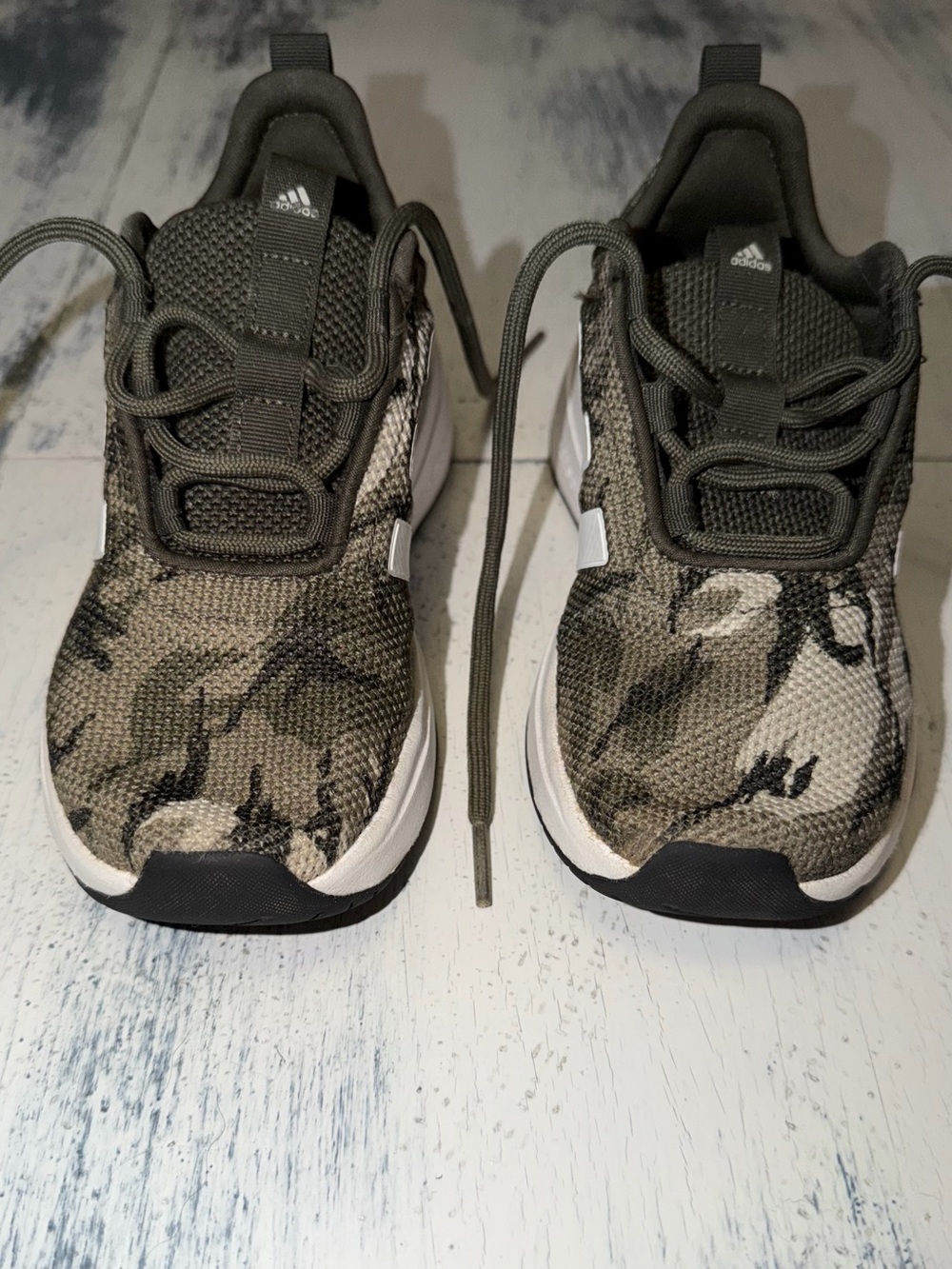 adidas Kids Camouflage Knit Sneakers - Olive Green & Black